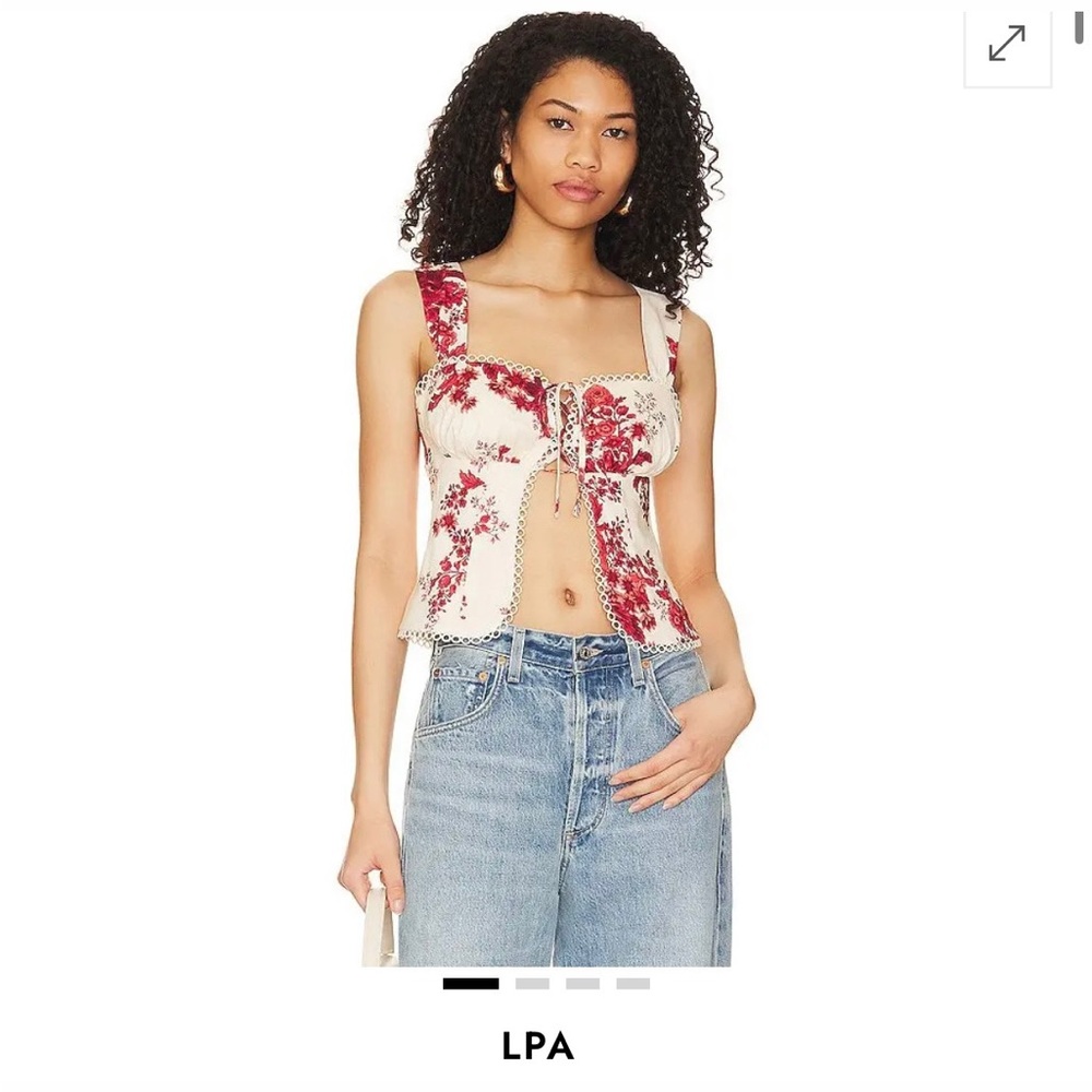 LPA Floral Tank Top - Red and Cream